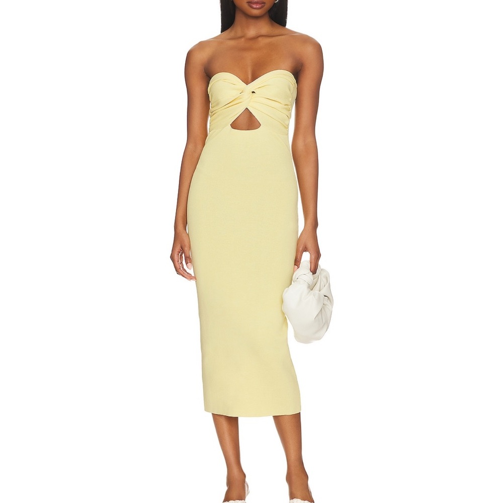 Yellow Strapless Sweetheart Bodycon Dress